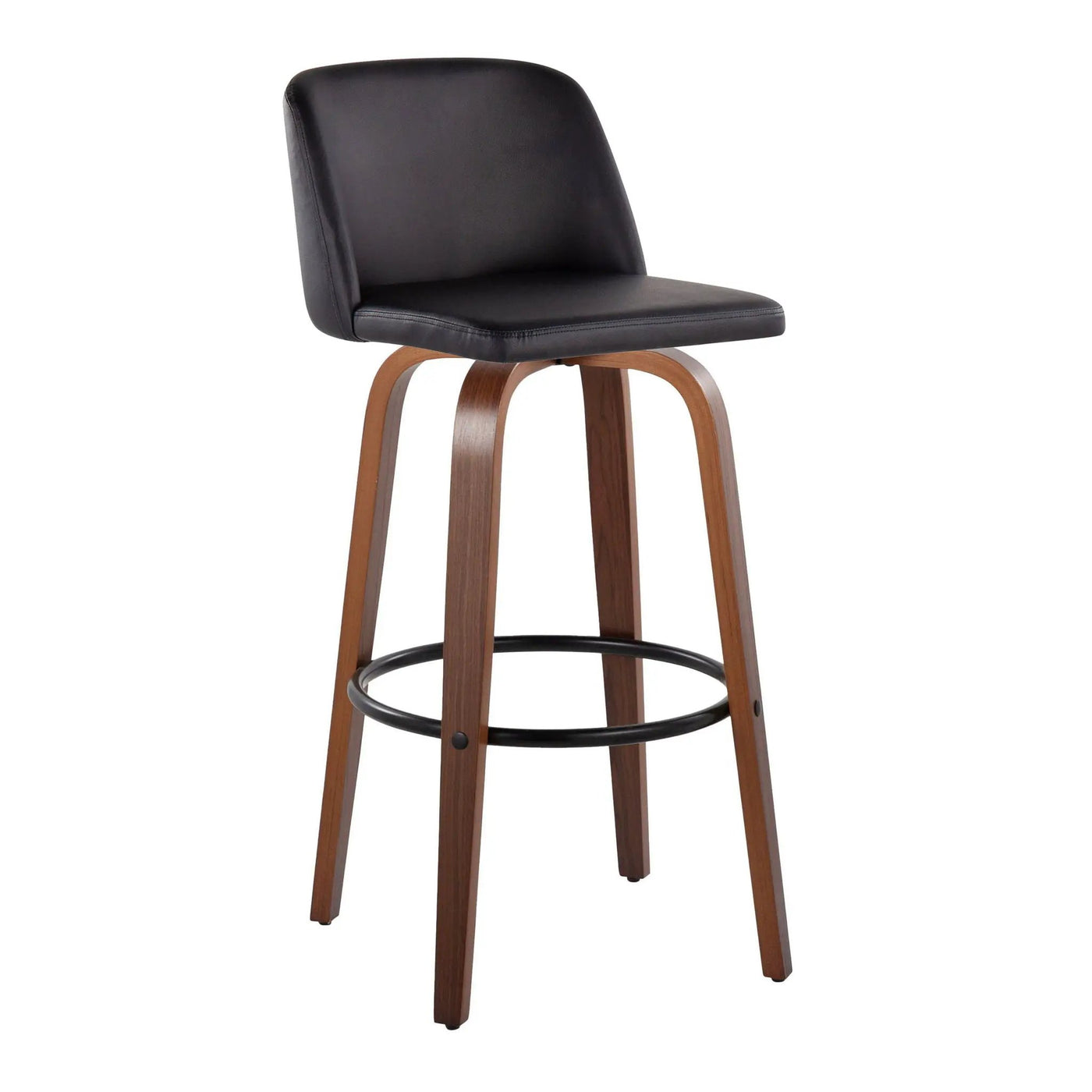 Toriano - Mid Century Modern Fixed Height Barstool Swivel And Round Footrest (Set of 2) by HouseOfZazla