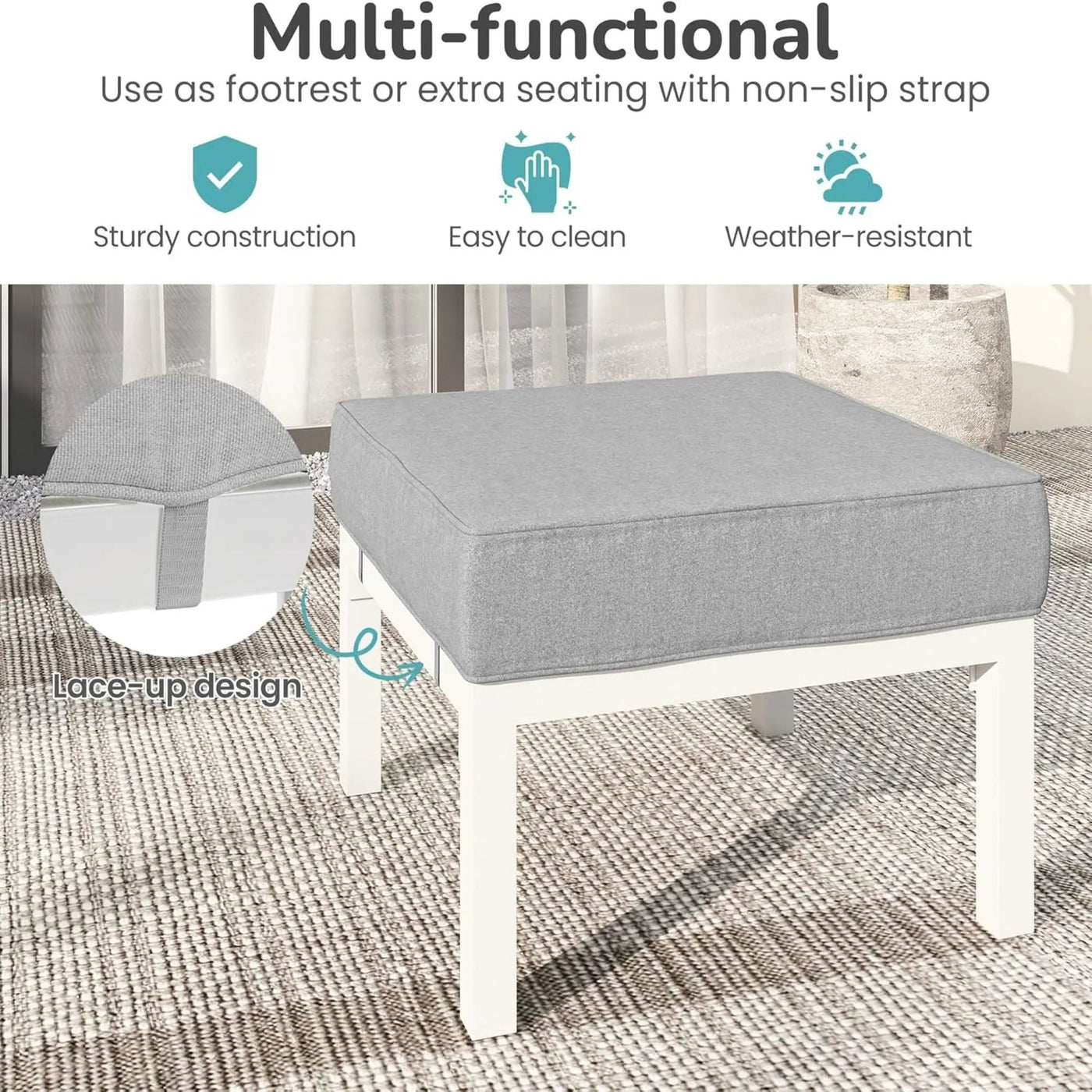 Patio Ottomans With Cushions, All-Weather Footrests (Set of 2) by HouseOfZazla