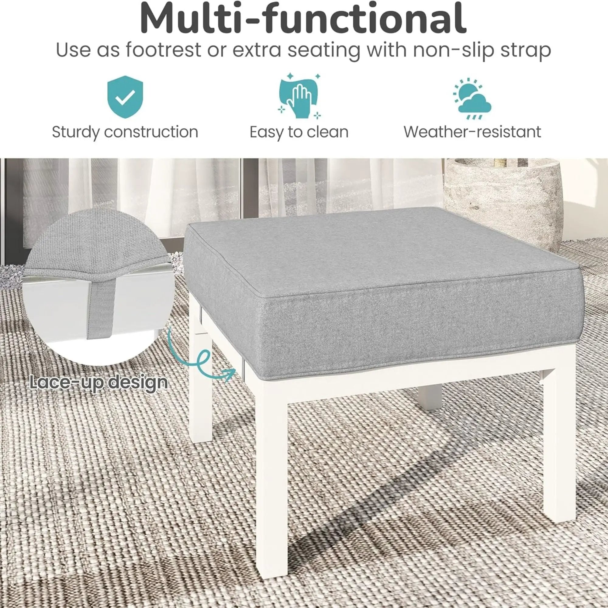 Patio Ottomans With Cushions, All-Weather Footrests (Set of 2) by HouseOfZazla
