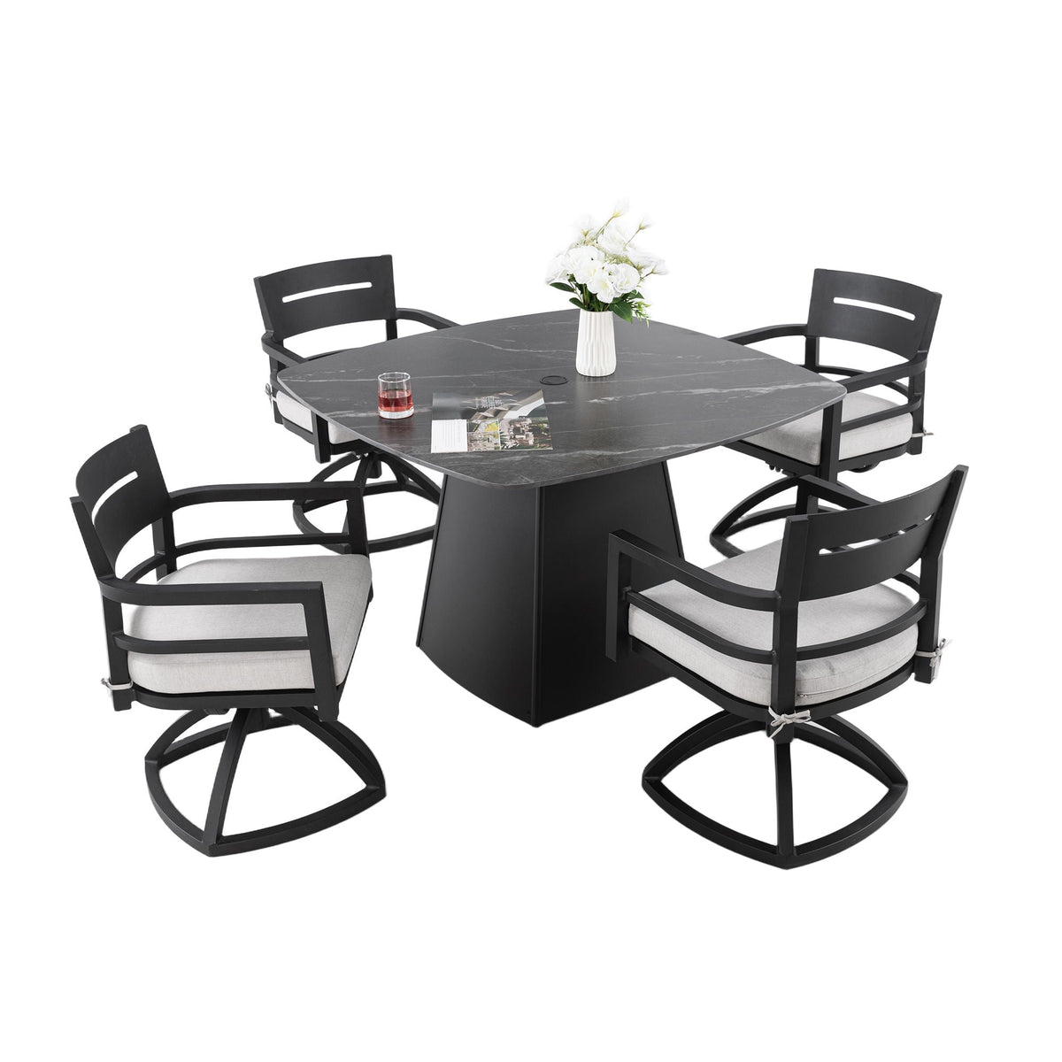 Outdoor Patio Dining Set with Sunbrella Cushions - White or Black, photo 3 of 40