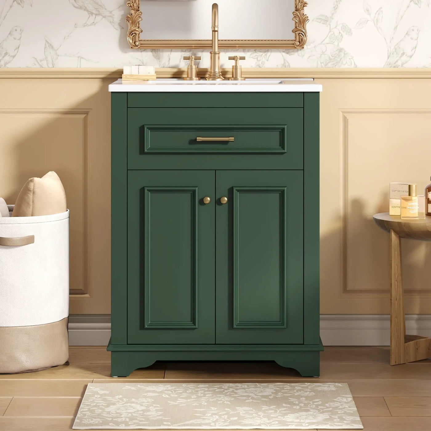 Bathroom Vanity With Integrated Sink, 2 Door Cabinet With Tip Out Drawer by HouseOfZazla