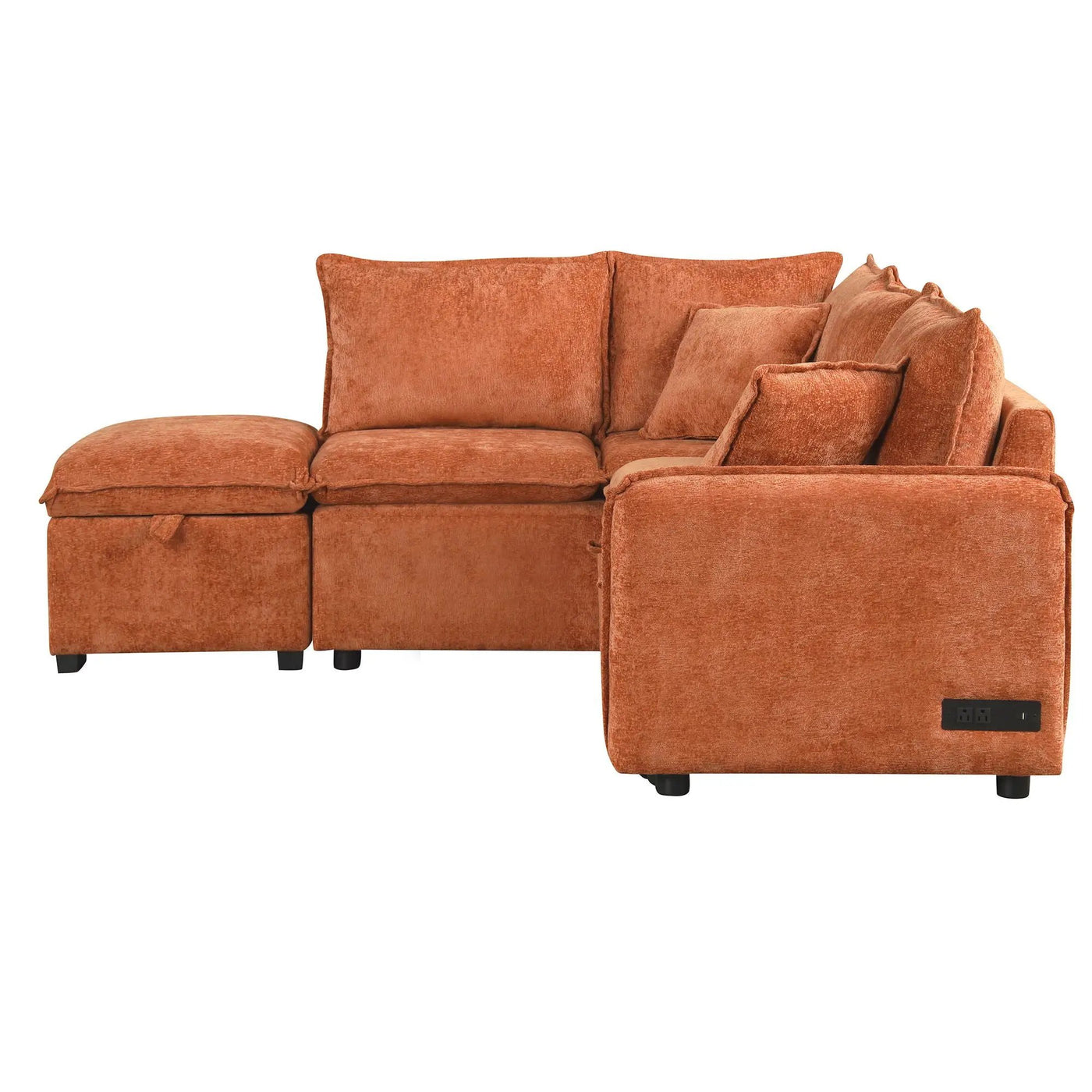 Convertible Sofa Bed Sectional Sofa Sleeper L-Shaped Sofa With A Storage Ottoman, Two Pillows, Two Power Sockets And Two USB Ports For Living Room by HouseOfZazla