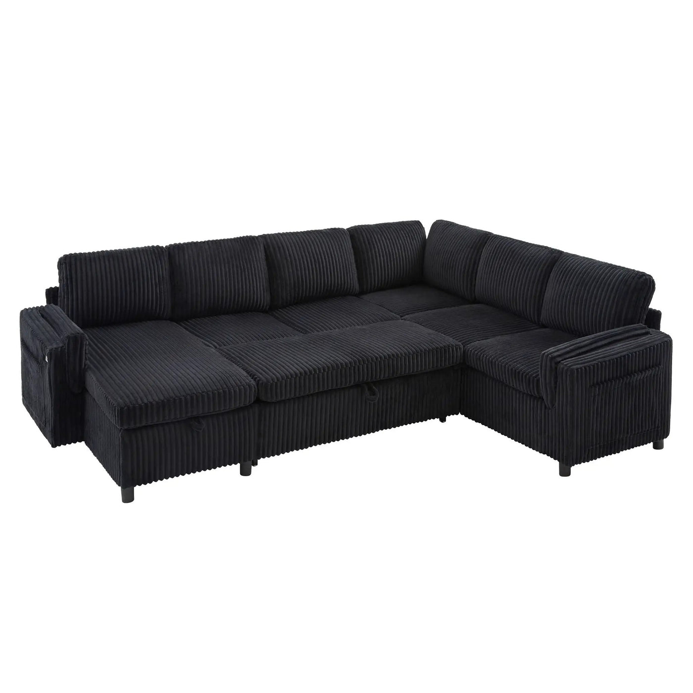 Convertible U-Shaped Sectional Sofa Bed With USB Ports And Storage by HouseOfZazla
