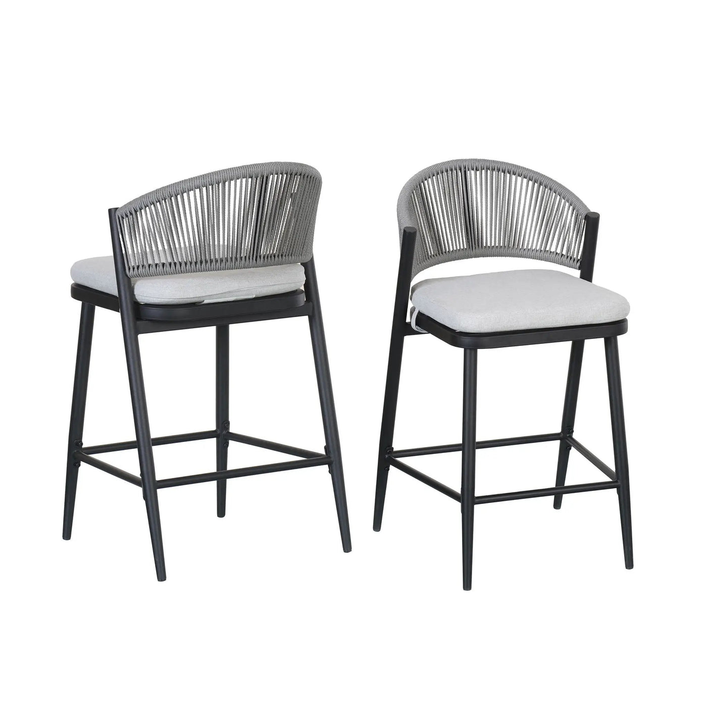 Outdoor 26" Counter Height Metal Frame Counter Stools With Scallop Shaped Backrest & Water Resistant Cushions by HouseOfZazla