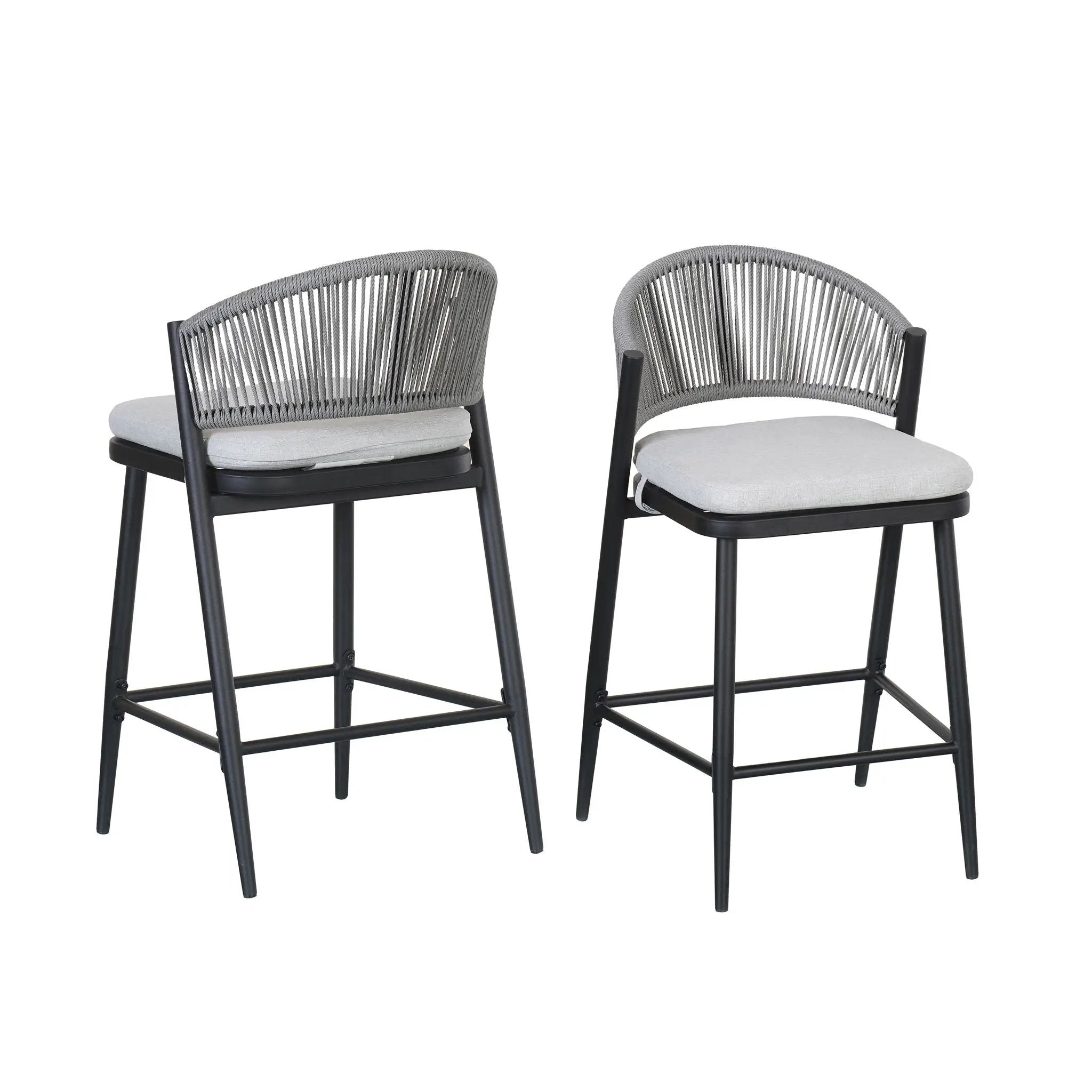 Outdoor 26" Counter Height Metal Frame Counter Stools With Scallop Shaped Backrest & Water Resistant Cushions by HouseOfZazla
