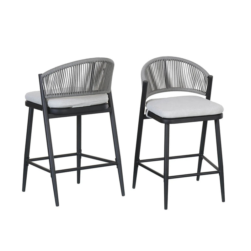 Outdoor 26" Counter Height Metal Frame Counter Stools With Scallop Shaped Backrest & Water Resistant Cushions by HouseOfZazla