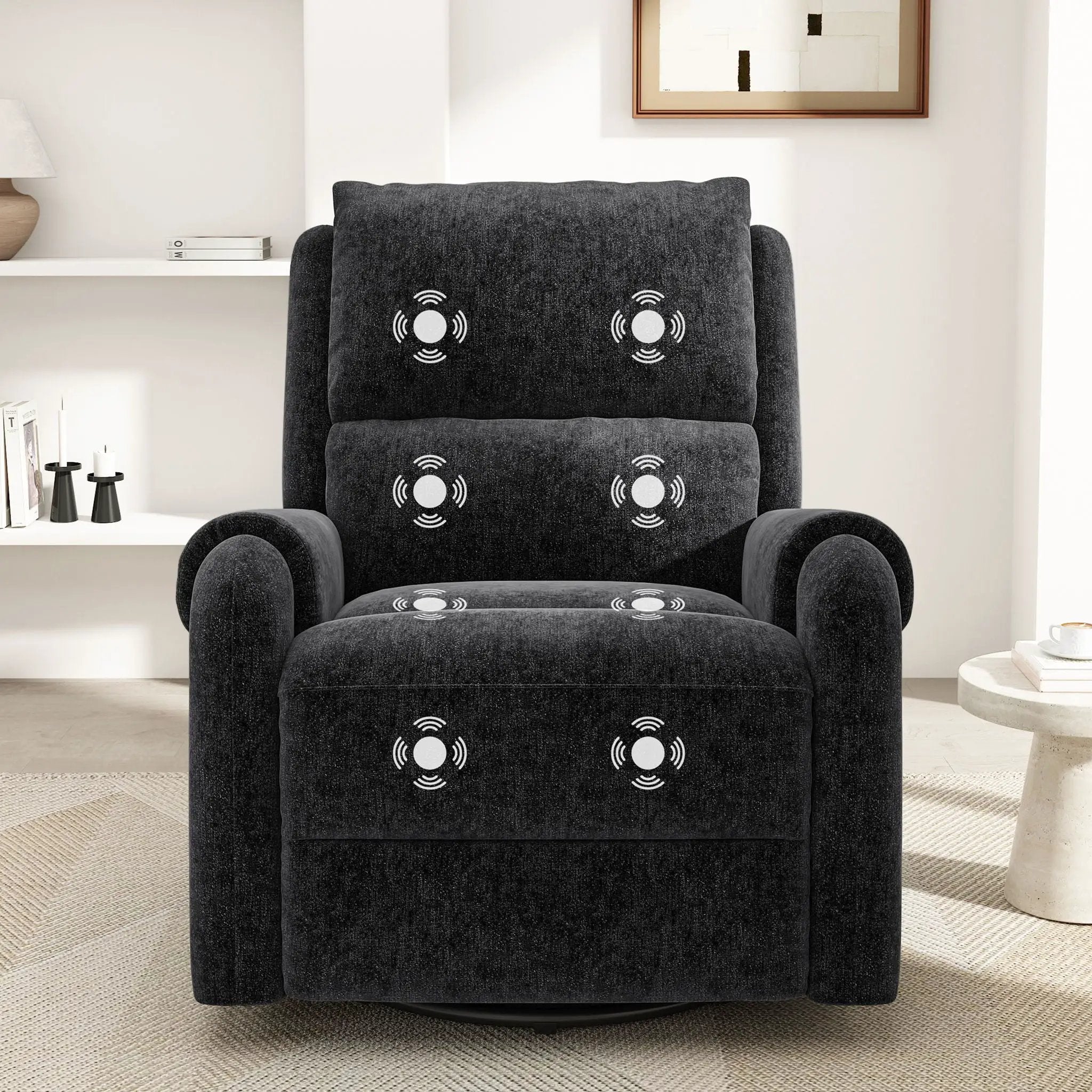 Manual Recliner Massage Chair With Swivel Rocker, 8 Massage Modes, Side Storage Pocket by Unique Piece Furniture