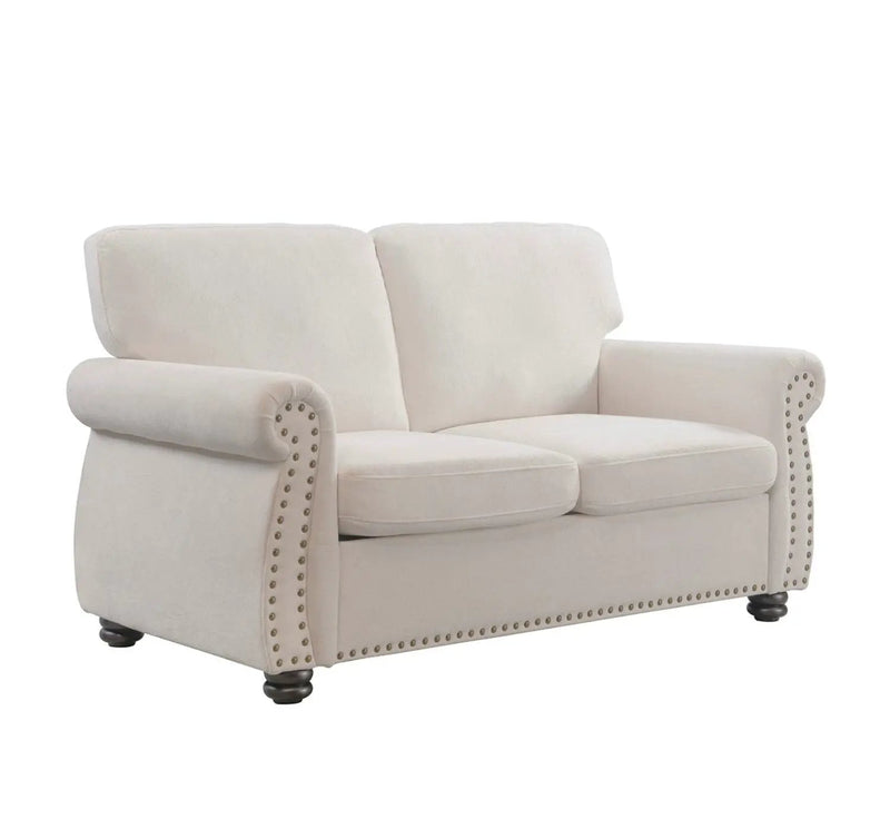 Soft Loveseat, Upholstered 2 Seater Couch, Loose Back Cushions And Turned Legs by Unique Piece Furniture