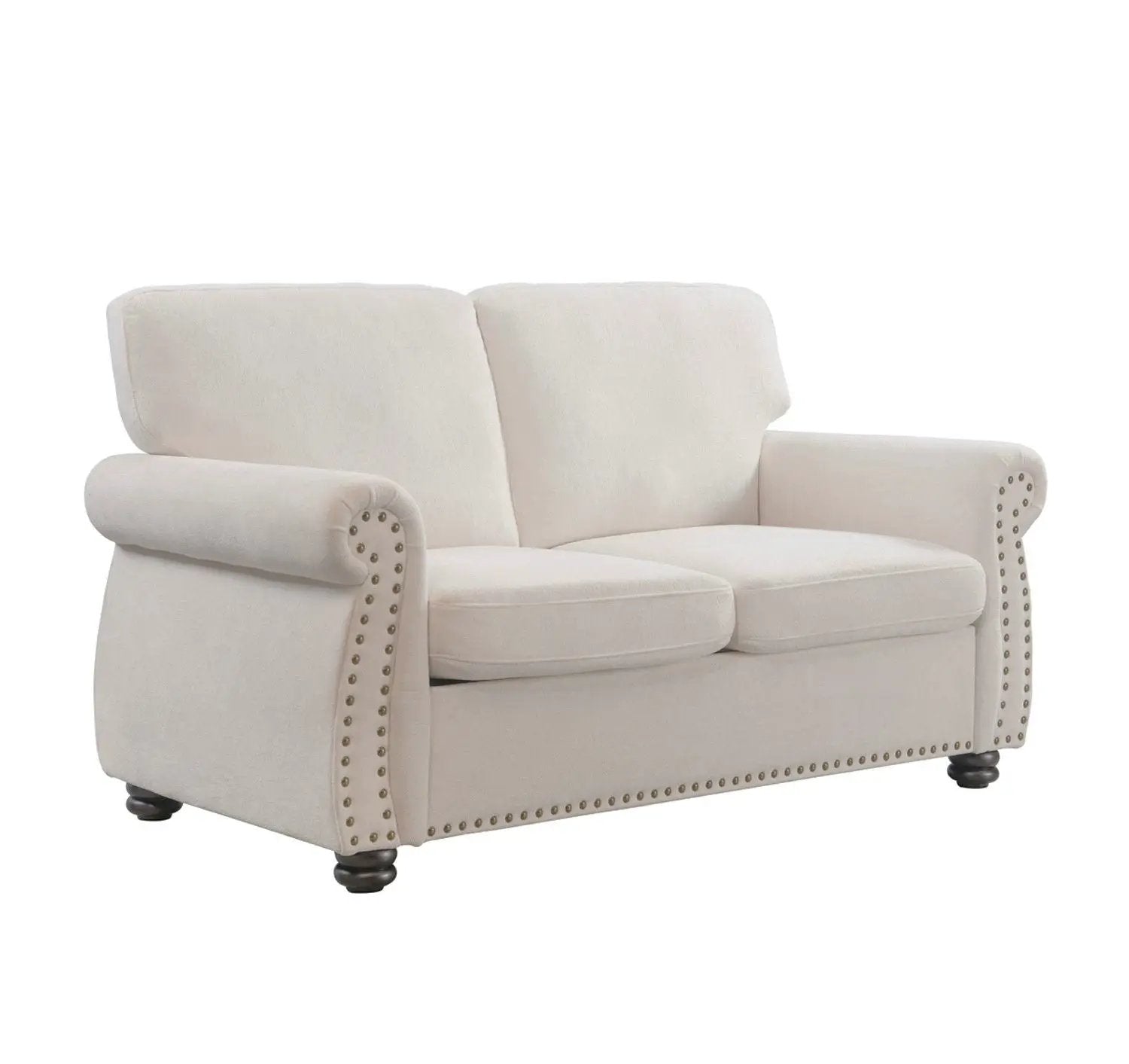 Soft Loveseat, Upholstered 2 Seater Couch, Loose Back Cushions And Turned Legs by HouseOfZazla