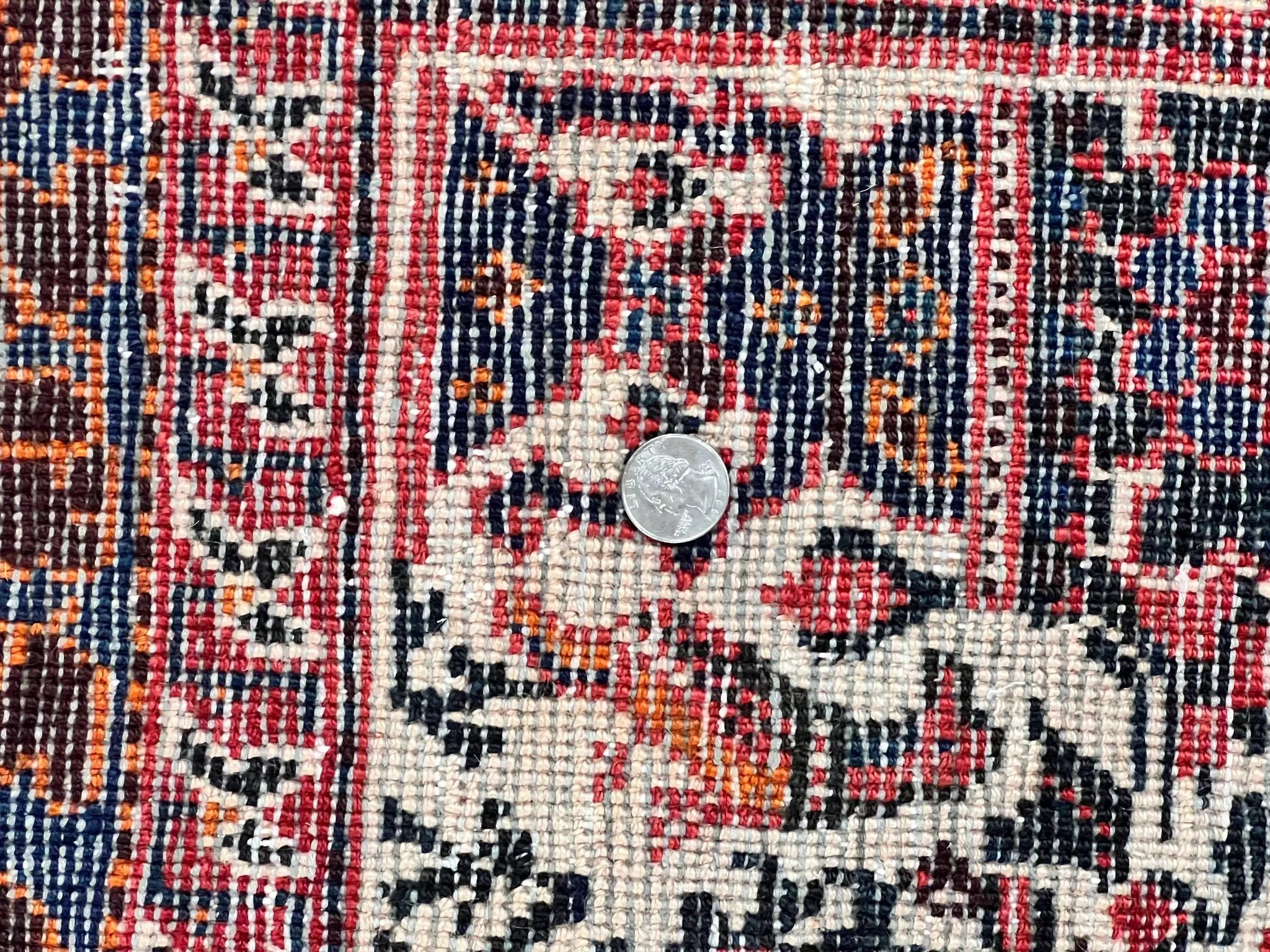 Persian Afshar Rug 6x8, Wool Hand Knotted Semi Antique Vintage Carpet, Floral Allover, Repeated Birds Flowers Vases Motifs by Jewel Rugs