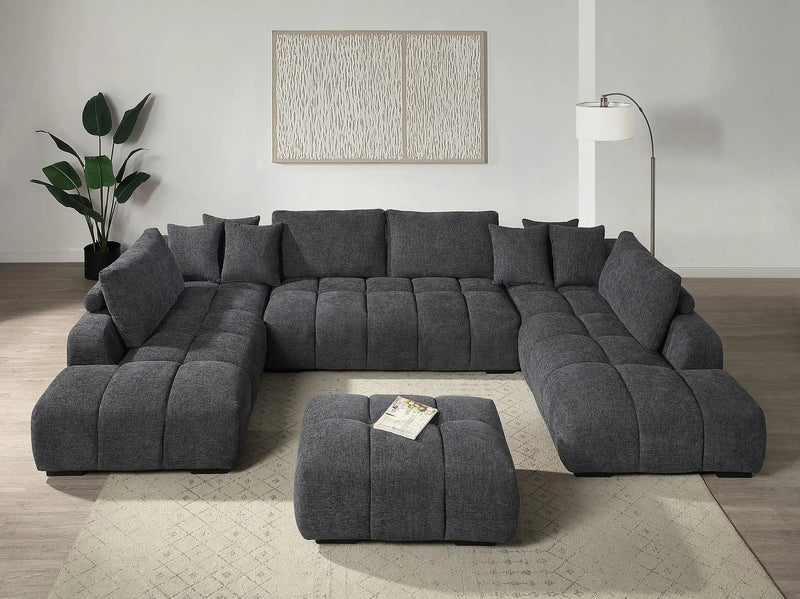 Chosen - Sectional Sofa With Toss Pillows With 2 Chaises With Ottoman - Gray by HouseOfZazla