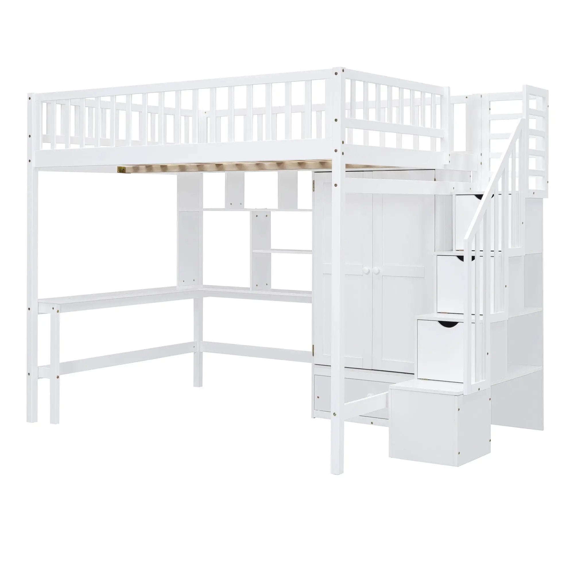 Loft Bed With Bookshelf, Drawers, Desk, And Wardrobe by HouseOfZazla
