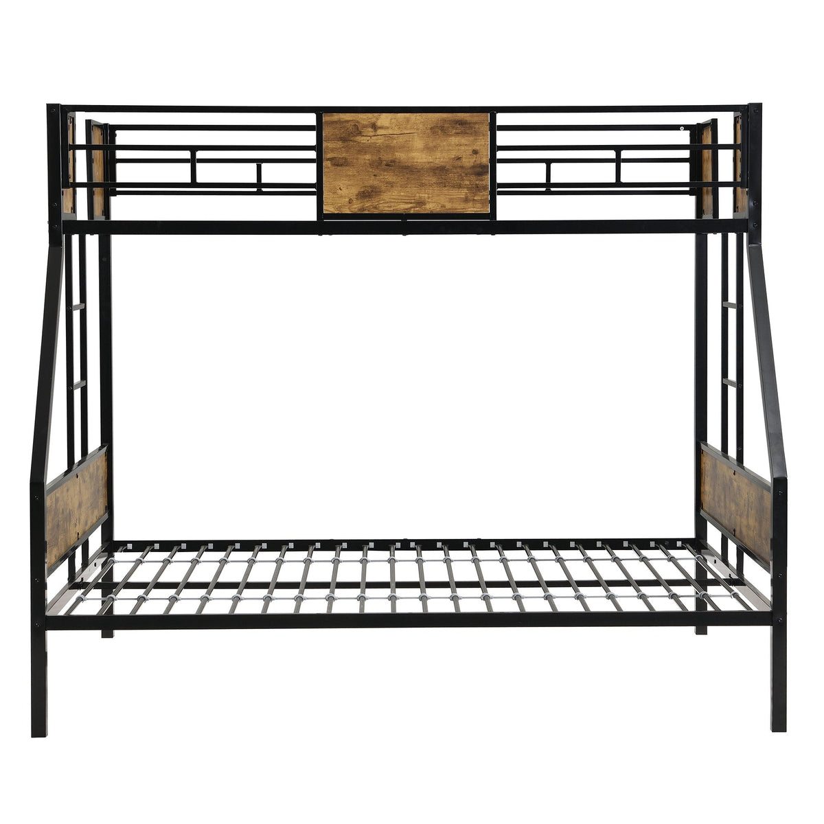 Modern Metal Bunk Bed with Side Ladders and Guardrail - Black, photo 5 of 18