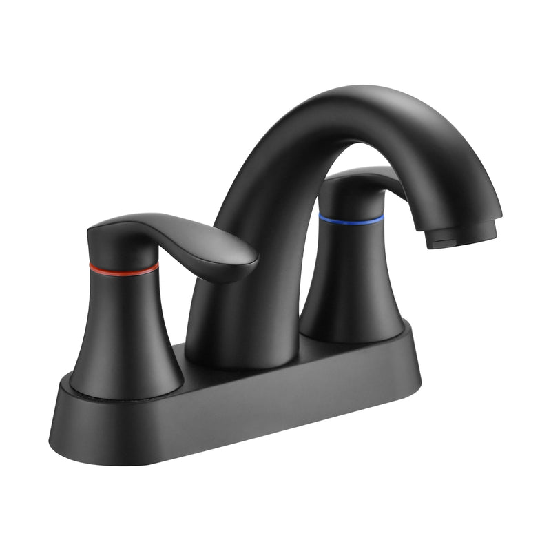 Two Handle 4 Inch Centerset Bathroom Sink Faucet with Pop-Up Drain, Matte by HouseOfZazla