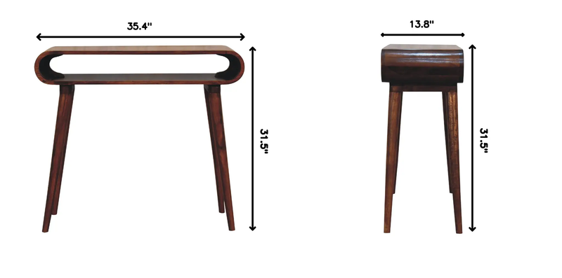 Solid Wood Amaya Nordic Style Console Table, Open Storage, Chestnut by HouseOfZazla