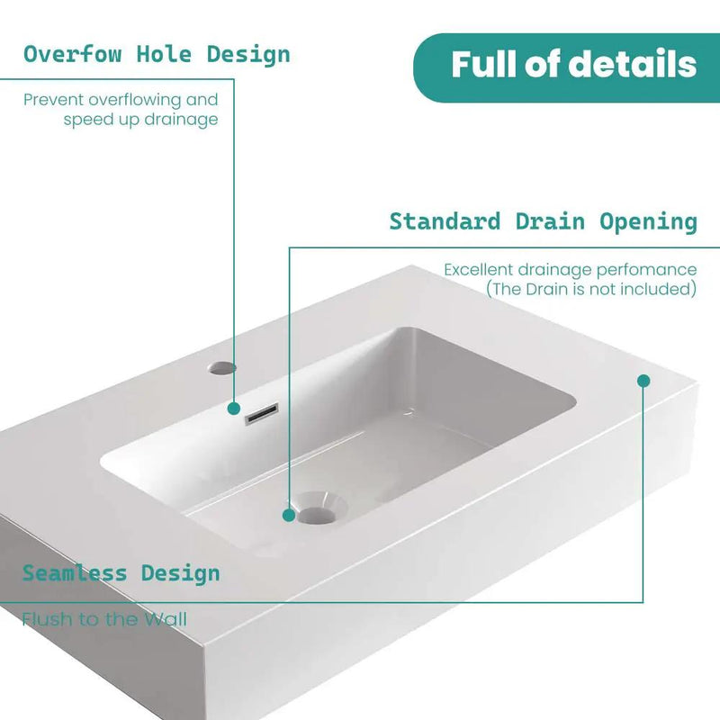 Glossy White Integrated Solid Surface Basin by HouseOfZazla
