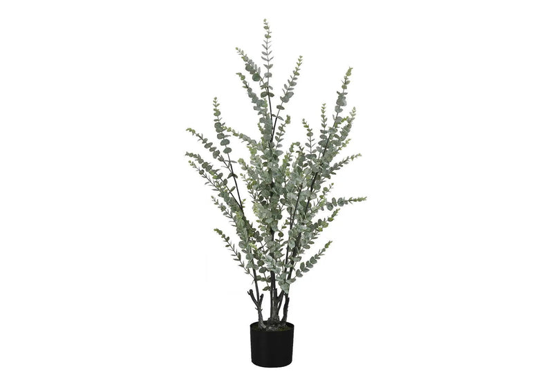44" Tall, Artificial Plant, Eucalyptus Tree, Indoor, Faux, Fake, Floor, Greenery, Potted, Real Touch, Decorative - Green / Black by Unique Piece Furniture