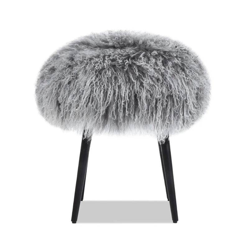 Alberta - Mongolian Sheepskin Round Ottoman by HouseOfZazla