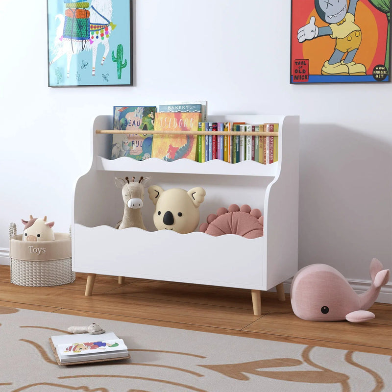 Kids Bookcase, Children Book Organizer Toy Storage Cabinet - White by HouseOfZazla