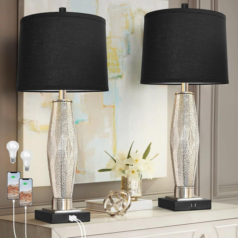 Table Lamps Set of 2 with USB Charging Ports by HouseOfZazla