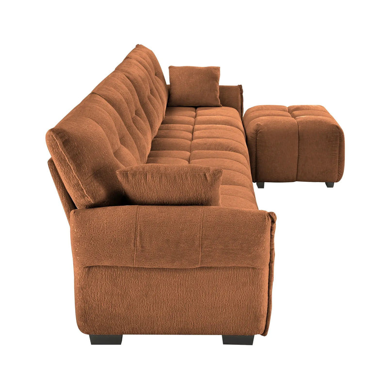 Sofa Set With Ottoman And Pillows, Textured, High Resilience Cushions by Unique Piece Furniture