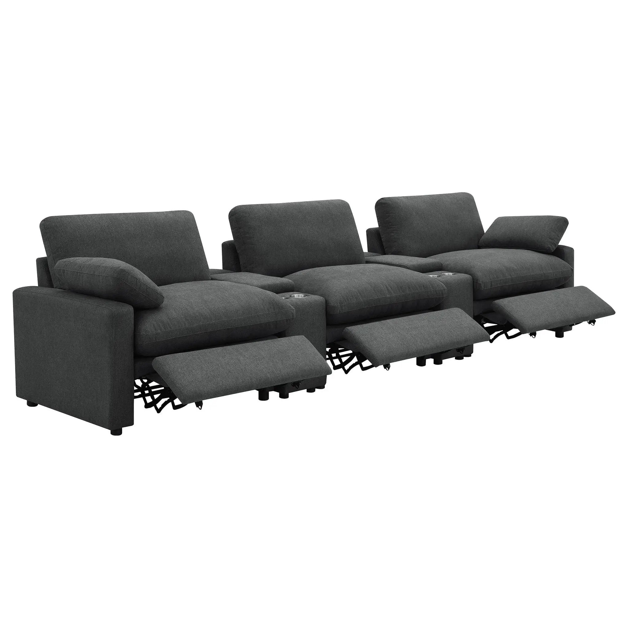 Collins 5-Piece Power Reclining Home Theater Seating Dark Grey by Unique Piece Furniture