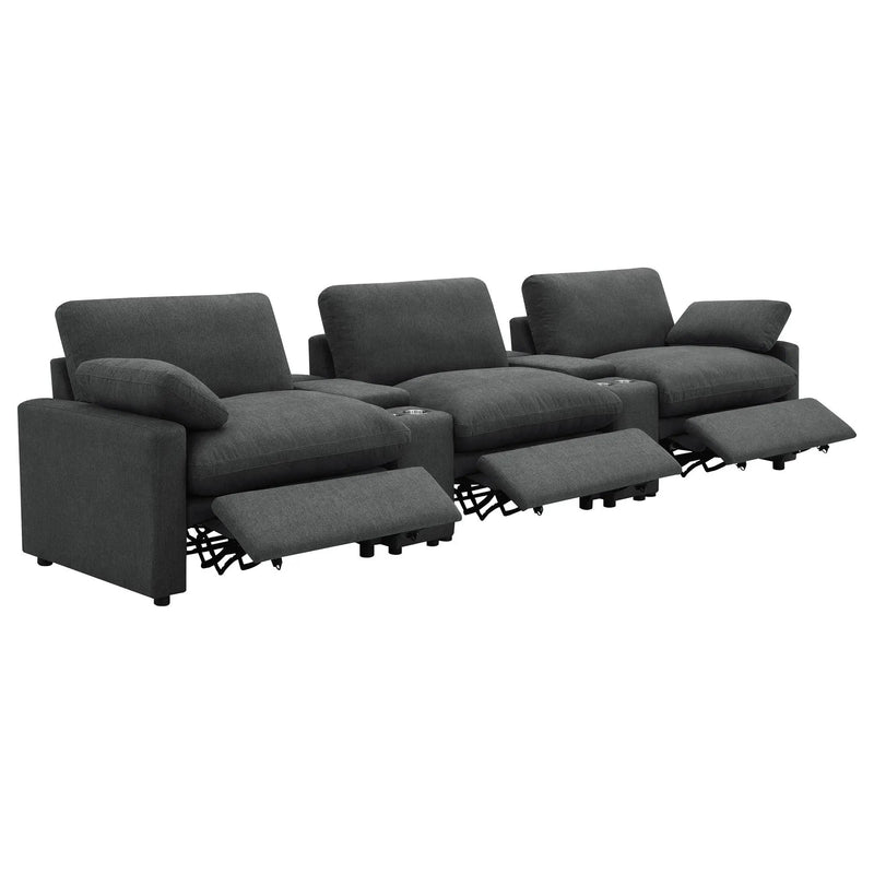 Collins 5-Piece Power Reclining Home Theater Seating Dark Grey by Unique Piece Furniture