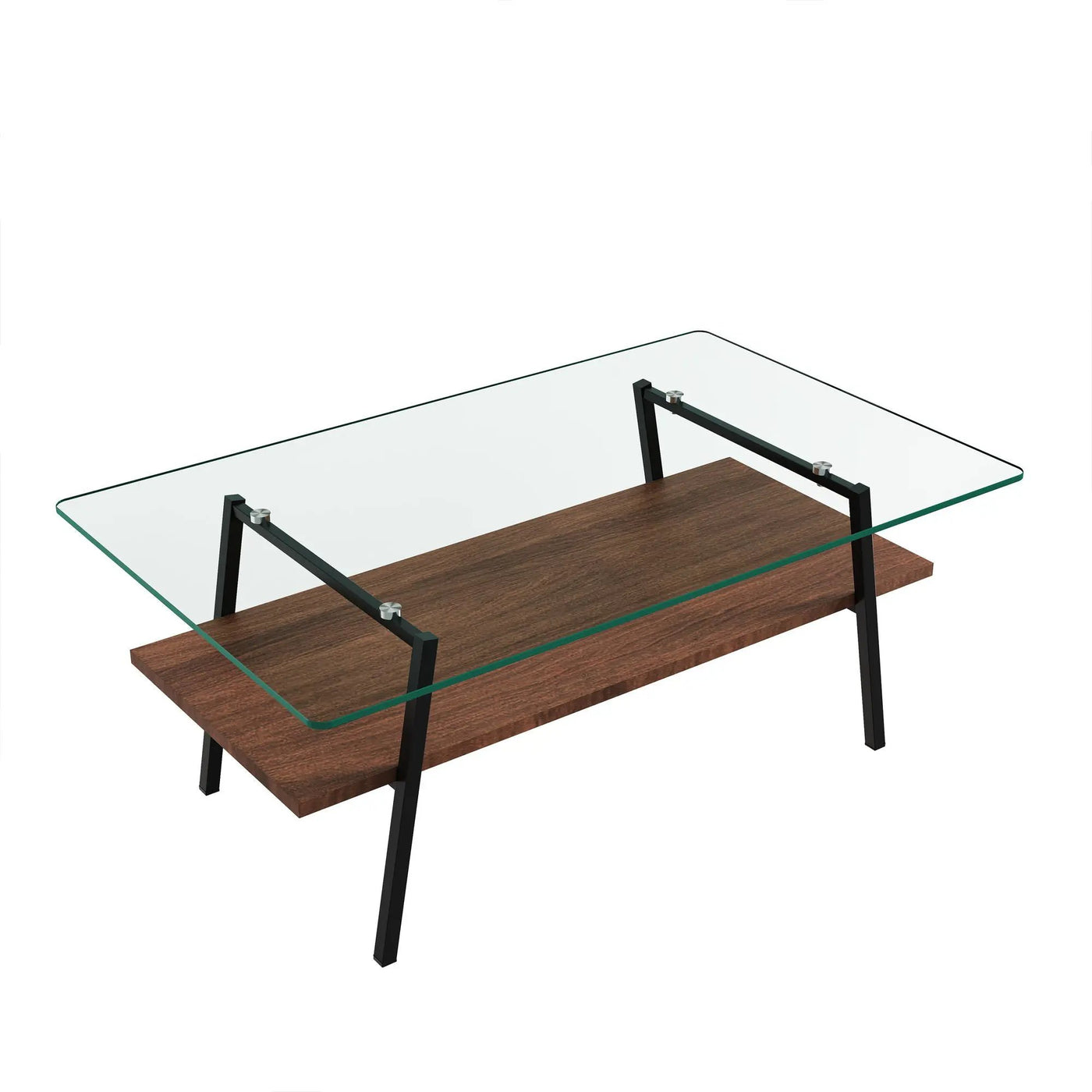 Rectangle Coffee Table, Tempered Glass Tabletop With Metal Legs, Modern Table For Living Room by HouseOfZazla