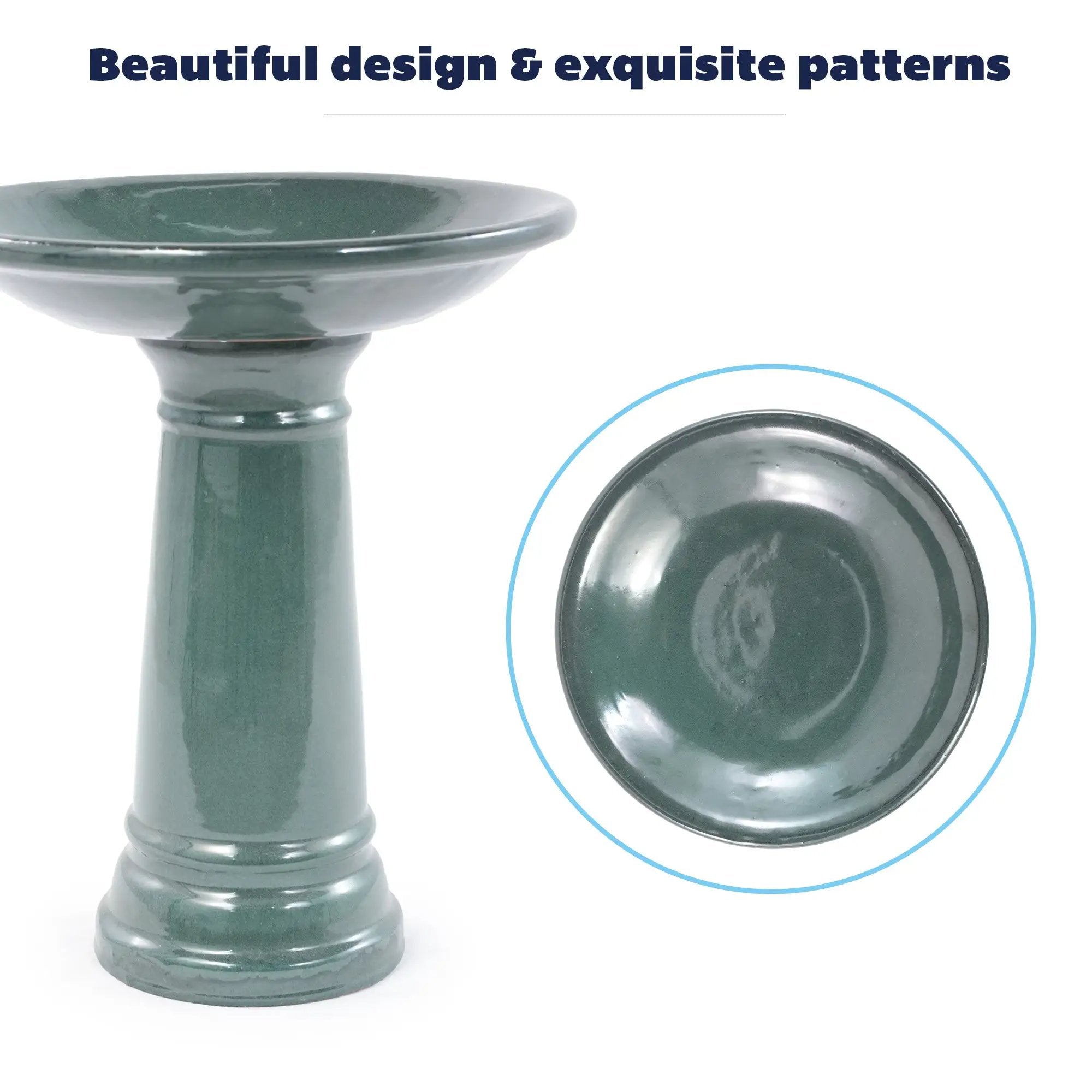 Ceramic Pedestal Bird Bath for Outdoor Garden by HouseOfZazla