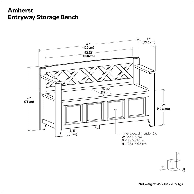 Hickory Brown Entryway Storage Bench with Lift-Top Storage - Dark Brown, photo 3 of 7
