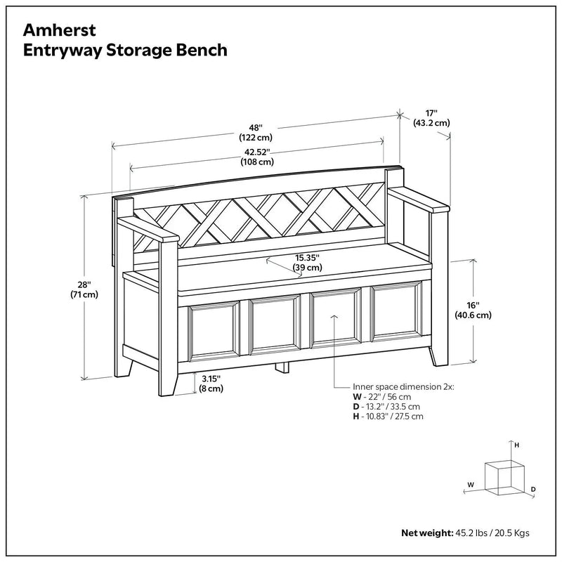 Amherst - Entryway Storage Bench - Hickory Brown by HouseOfZazla