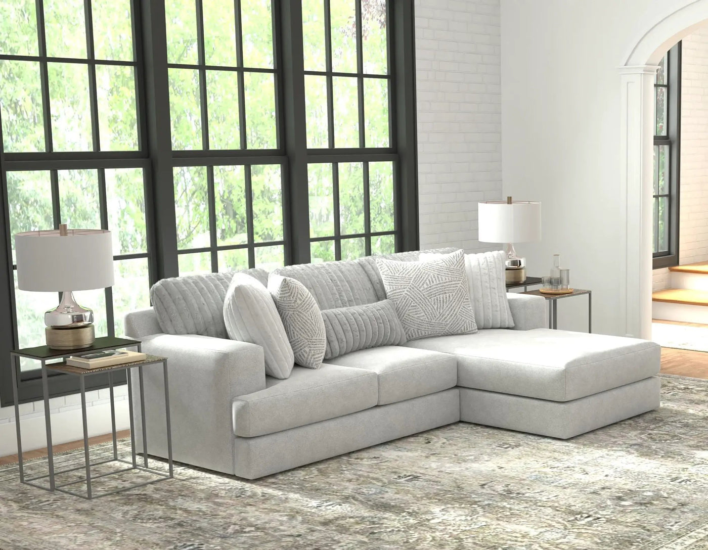 Logan - Upholstered Sectional With Comfort Coil Seating And Accent Pillows Included by Unique Piece Furniture
