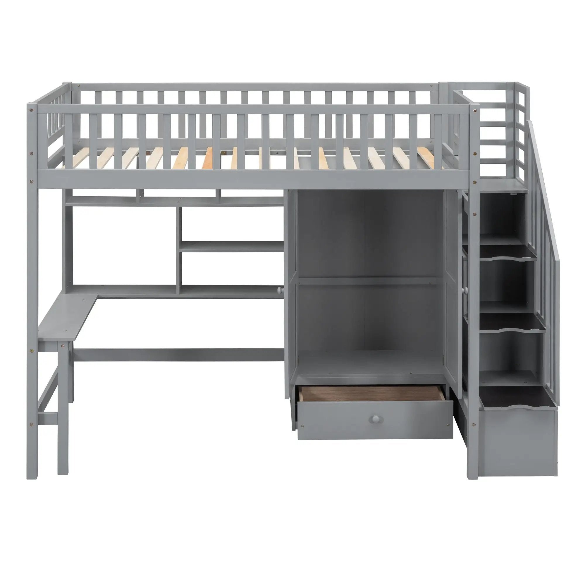 Loft Bed With Bookshelf, Drawers, Desk, And Wardrobe by HouseOfZazla