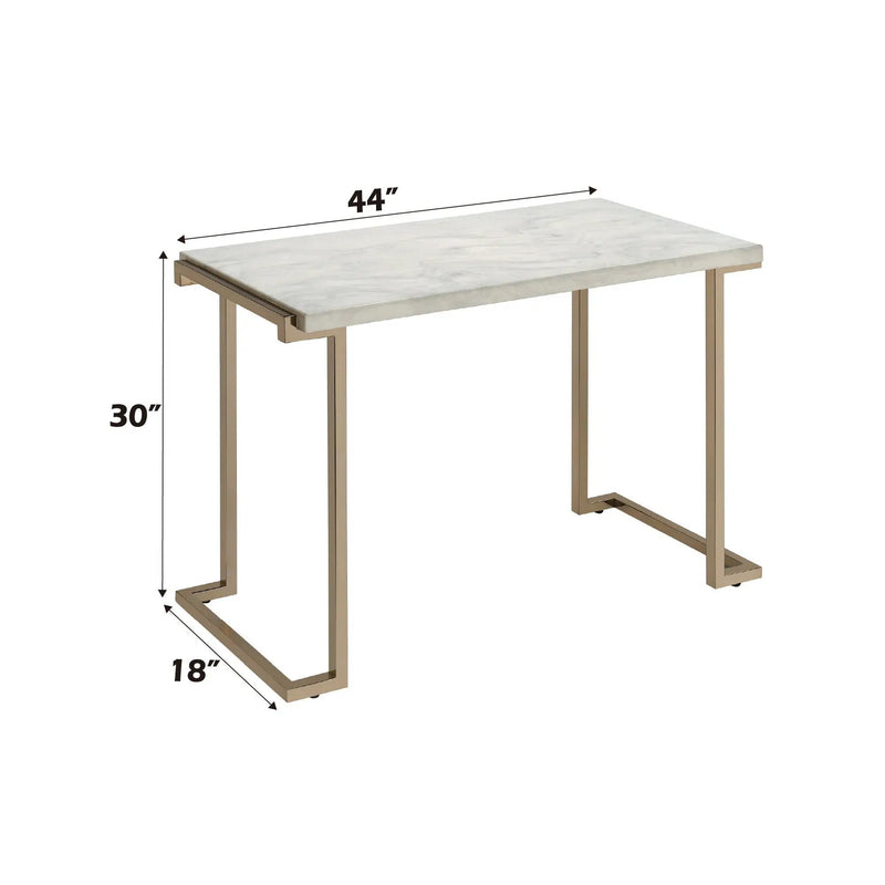 Boice II - Faux Marble Top Sofa Table - White / Champagne by Unique Piece Furniture