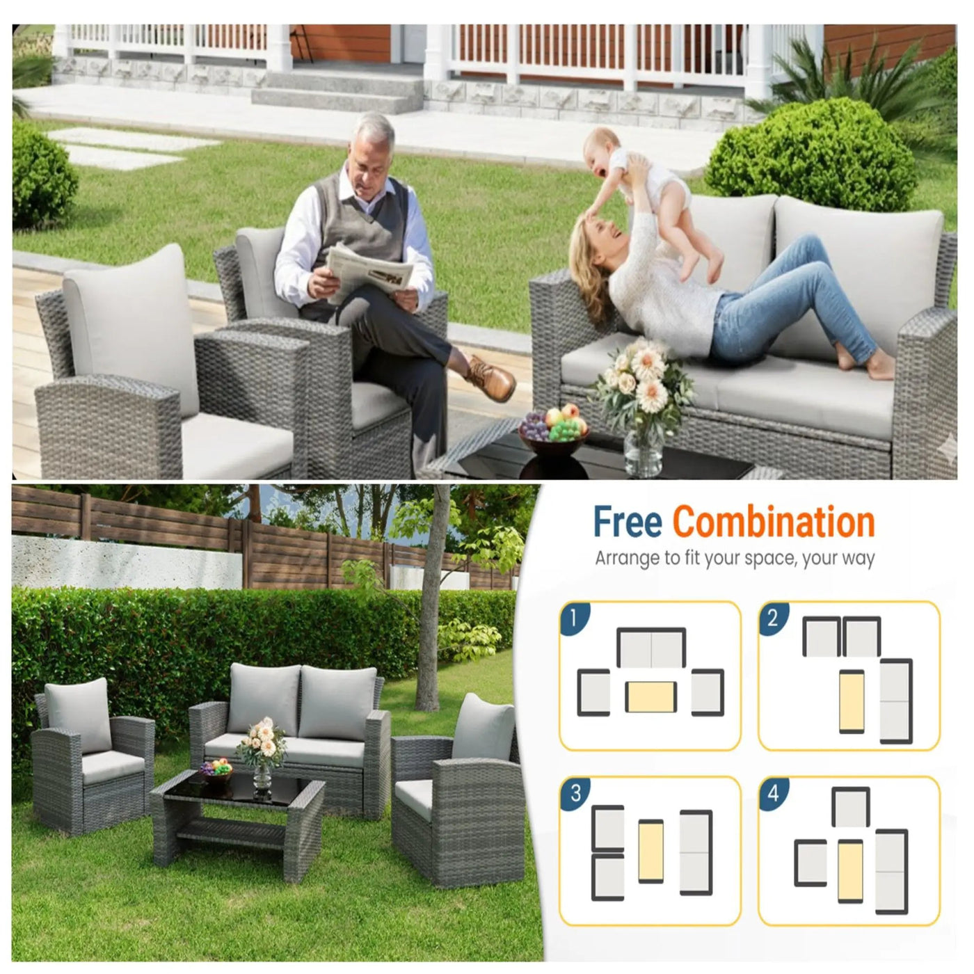 Modern Patio Set With Table And Cushions by HouseOfZazla