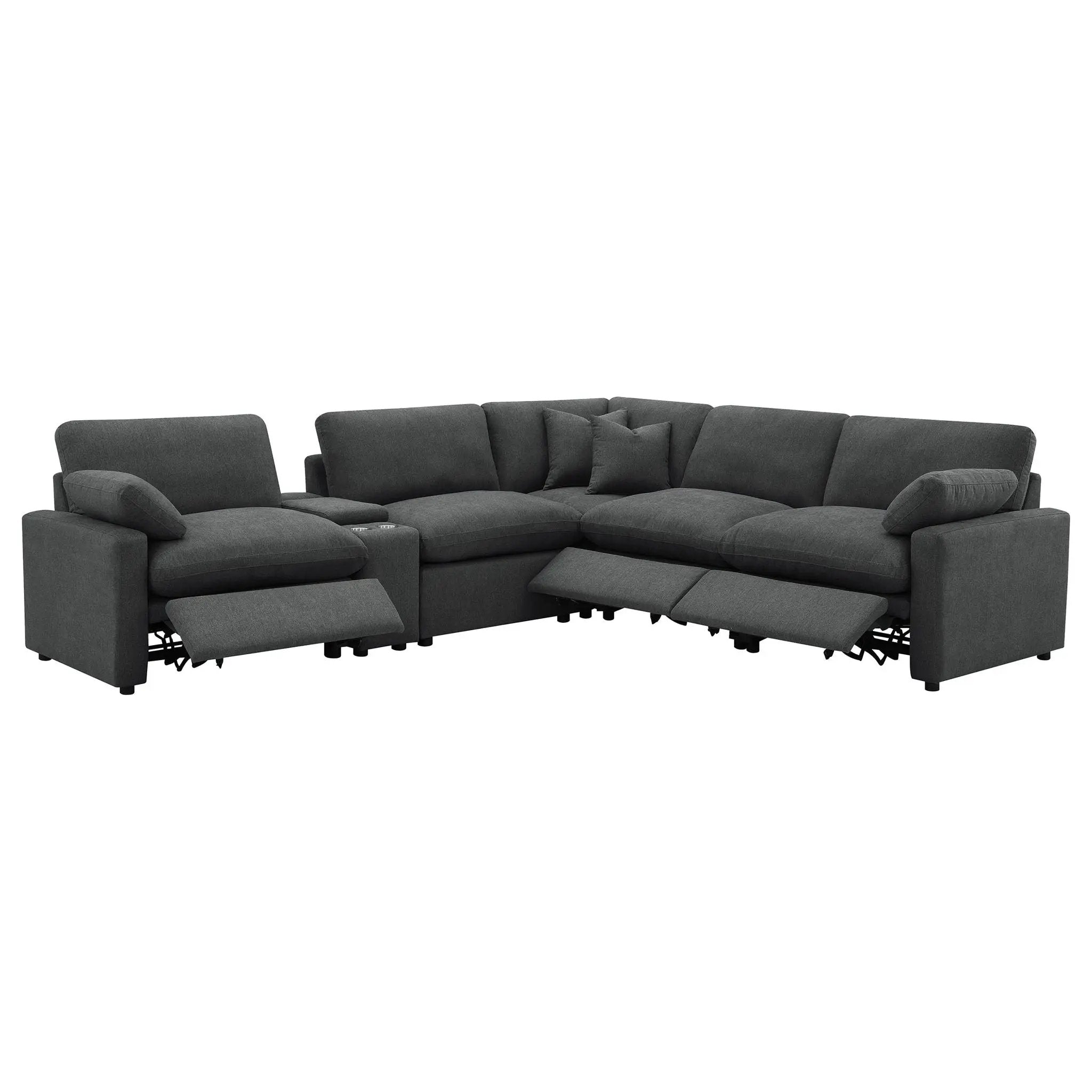 Hollander - 6 Piece Modular Power Reclining Sectional - Dark Gray