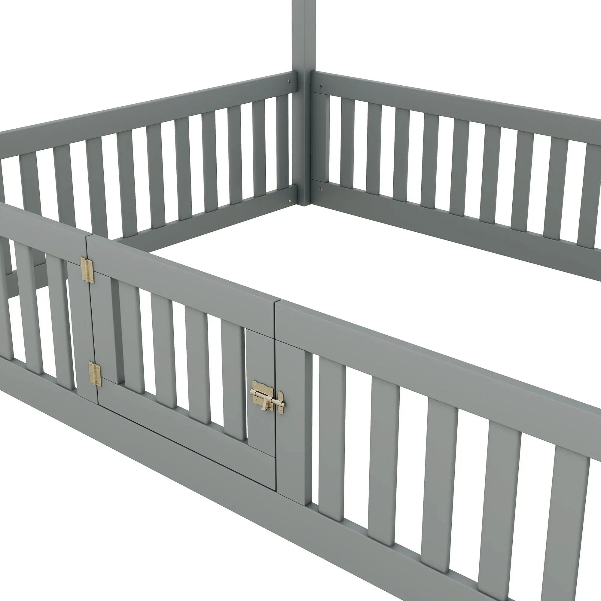 Wood House Bed With Fence And Door by HouseOfZazla