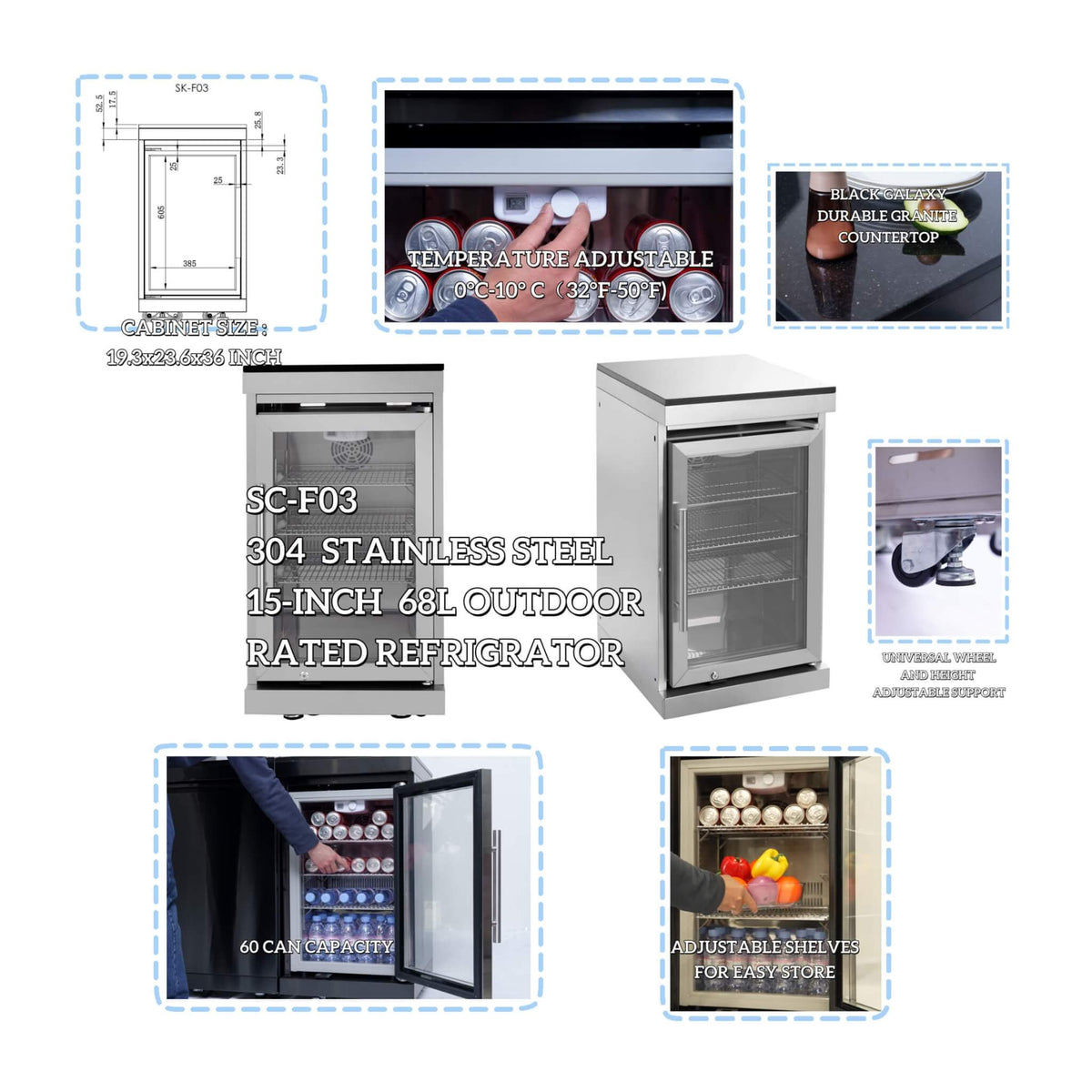 Castelle Flame Verona 44-Inch 6-Burner 85K BTU Stainless Steel Outdoor BBQ Kitchen Grill Island With Wine Cooler, Rotisserie Kit, And Storage Cabinets (SAK97105), photo 16 of 19