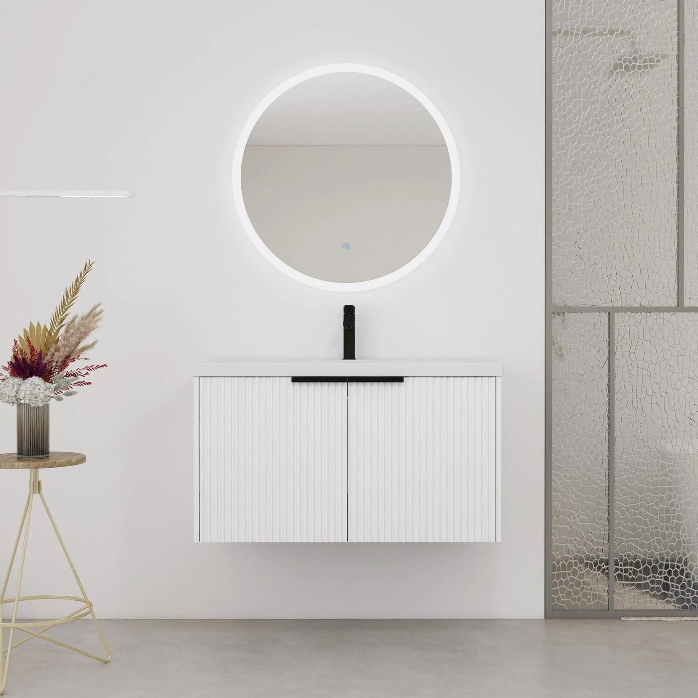 Contemporary Wall Mounted Bathroom Vanity With Resin Double Sink by Unique Piece Furniture