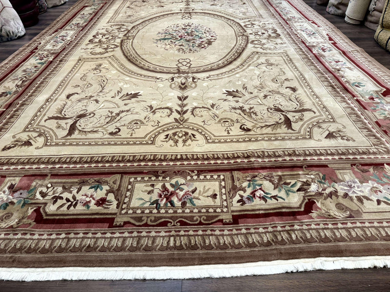 Palace Size Aubusson Rug 12x18, Extra Large, French European Carpet, Soft Wool Pile, Elegant by Jewel Rugs
