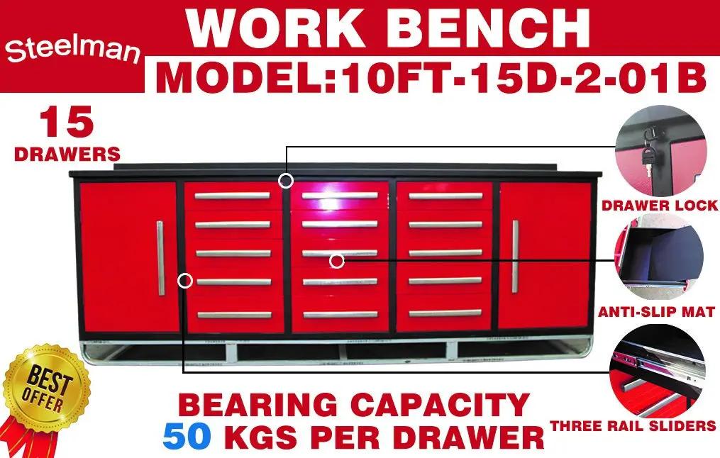 Storage Cabinet With Work Bench (15 Drawers And 2 Cabinets) by HouseOfZazla