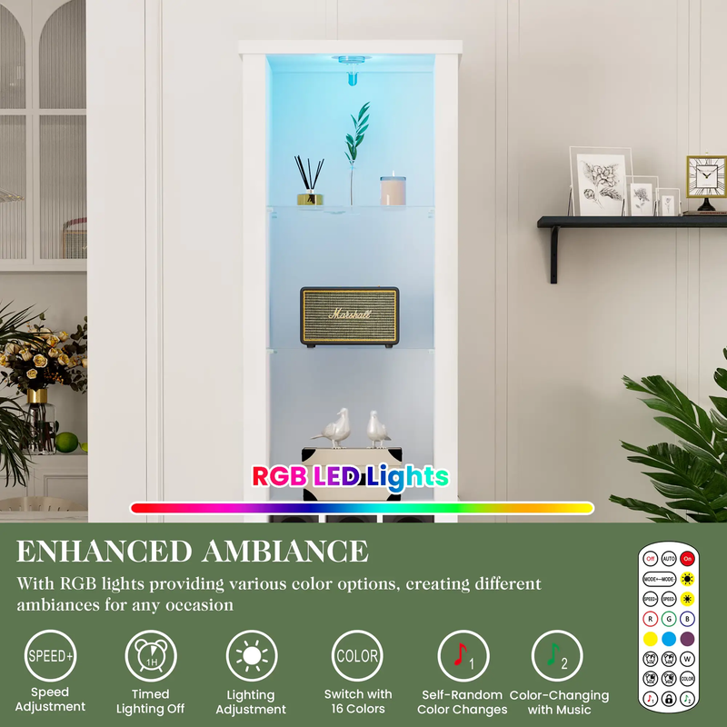 75'' Tall Storage Cabinet with LED Light, Farmhouse Style by HouseOfZazla