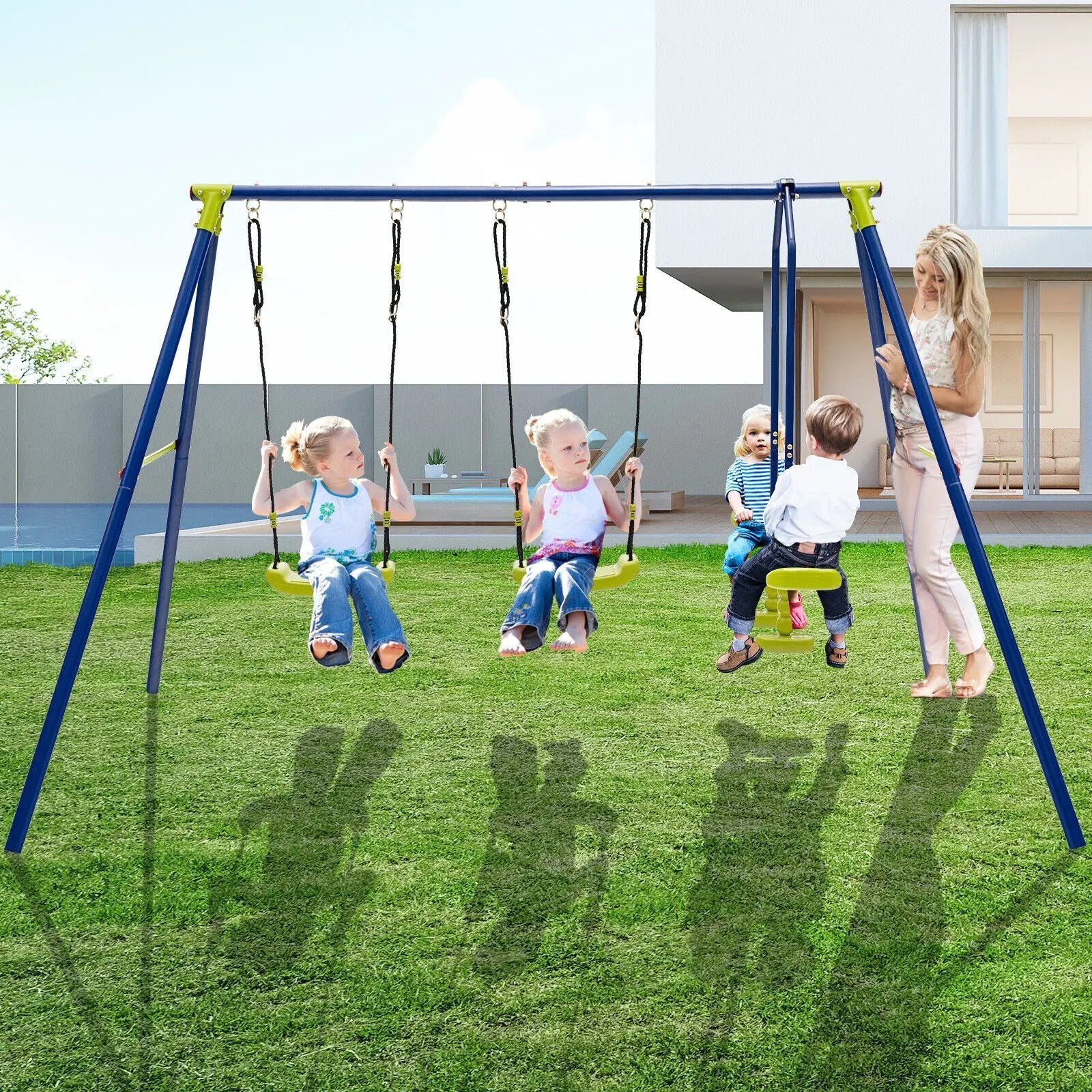 440 Pounds Kids Swing Set with Two Swings and One Glider by DirectDeals