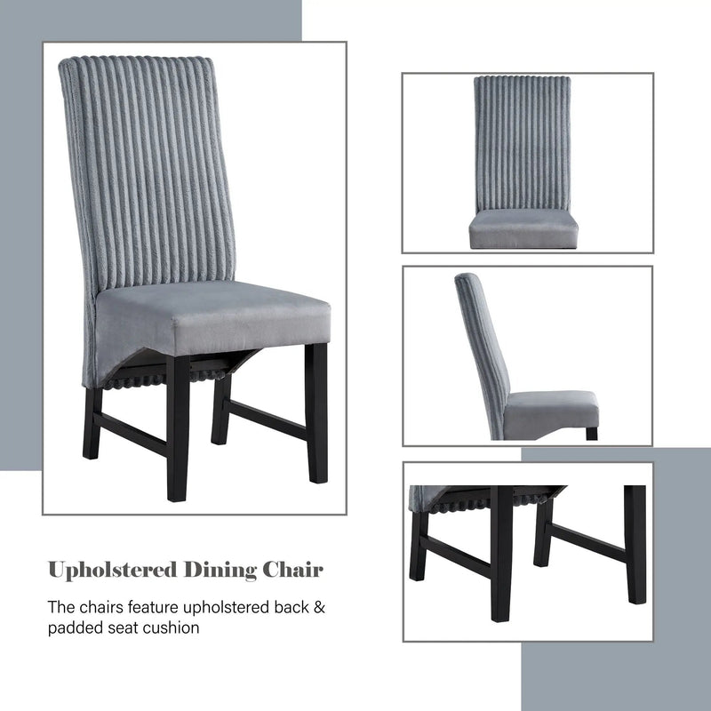 Kini Corduroy Side Chair (Set of 2) - Black / Gray by HouseOfZazla