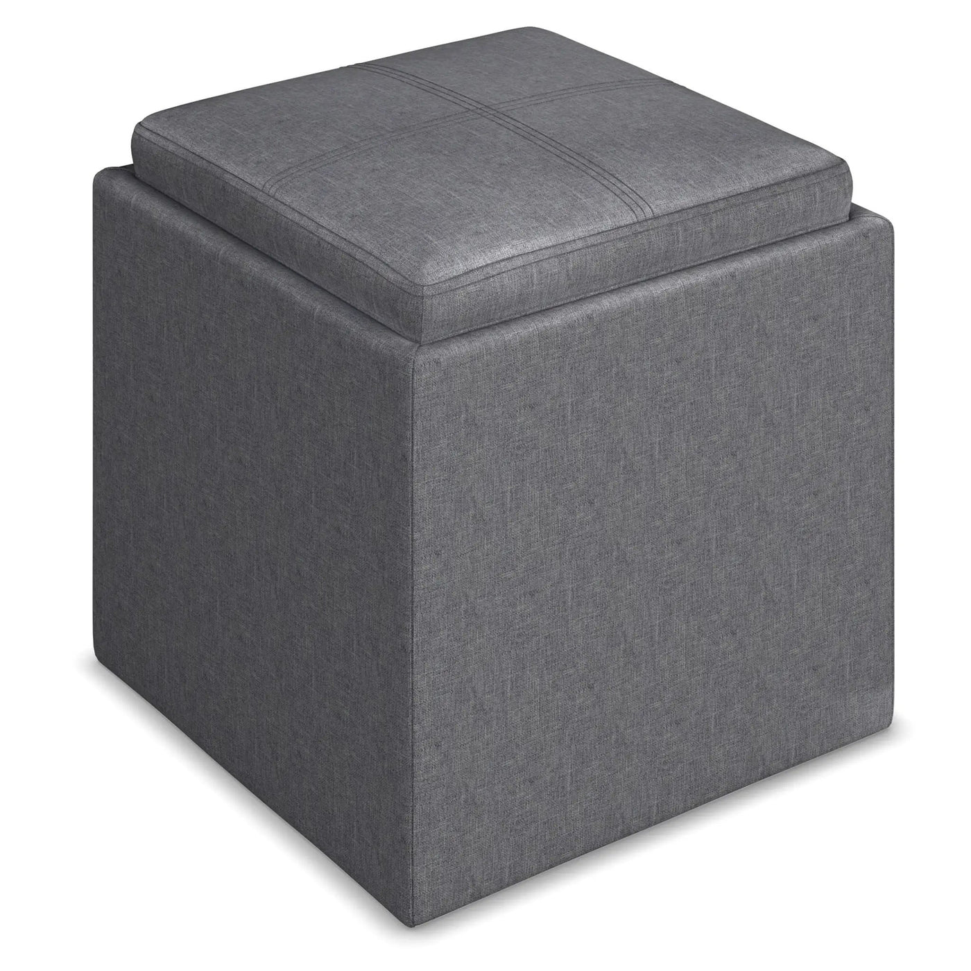 Rockwood - Upholstered Cube Storage Ottoman With Tray by HouseOfZazla