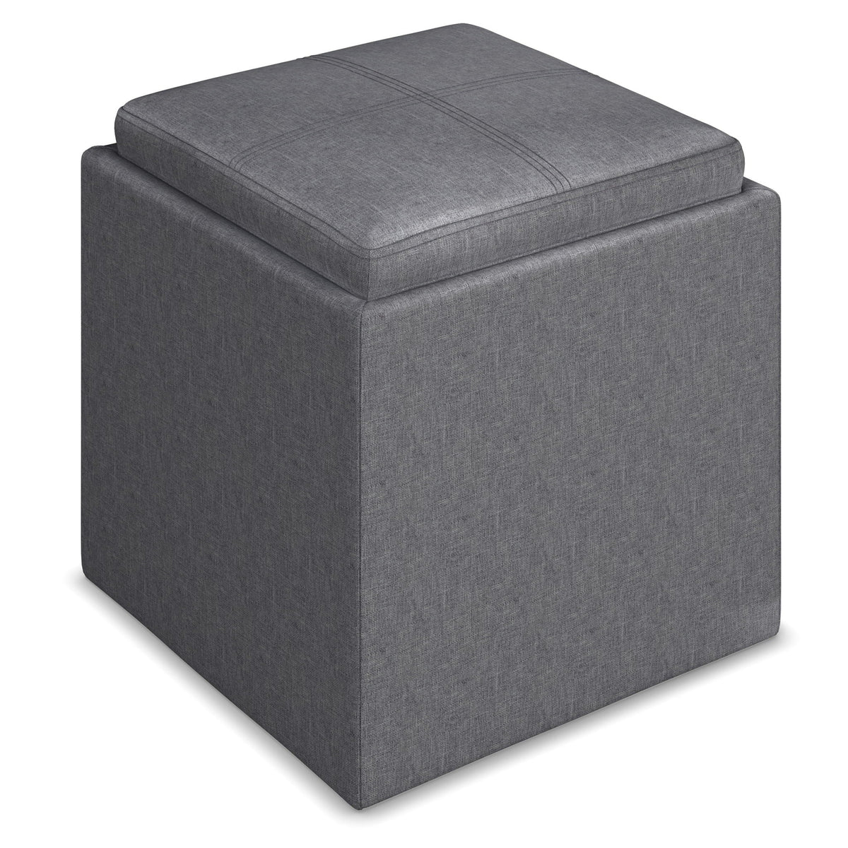 Upholstered Cube Storage Ottoman with Removable Serving Tray - Multiple Colors, photo 30 of 40