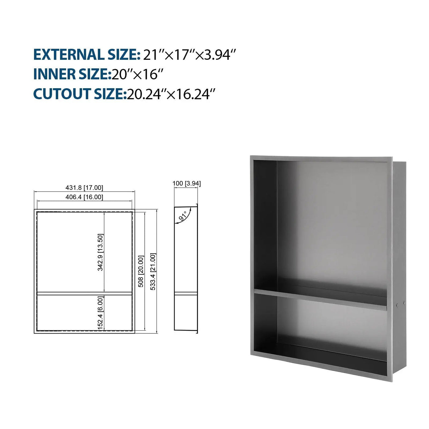 Modern Stainless Steel Shower Niche Double Shelf For Bathroom by HouseOfZazla