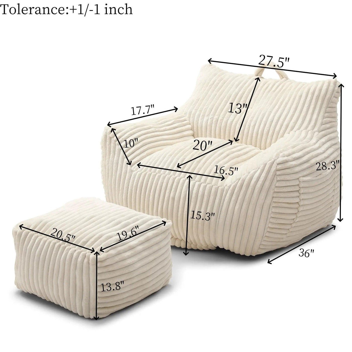 Giant Bean Bag Chair With Armrests And Footstool by HouseOfZazla
