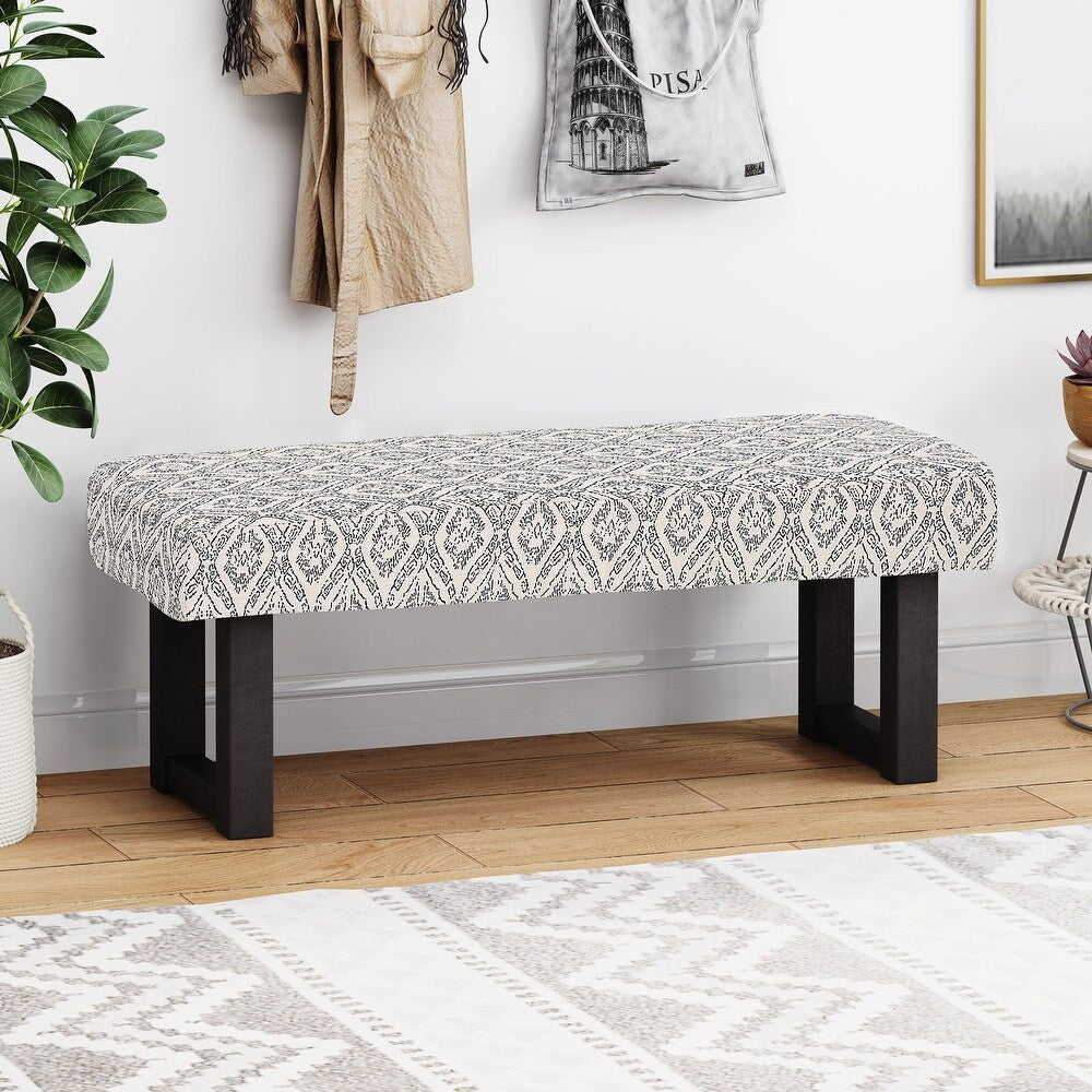 Ashford Boho Fabric Bench with Rubberwood Frame - Natural/Boho