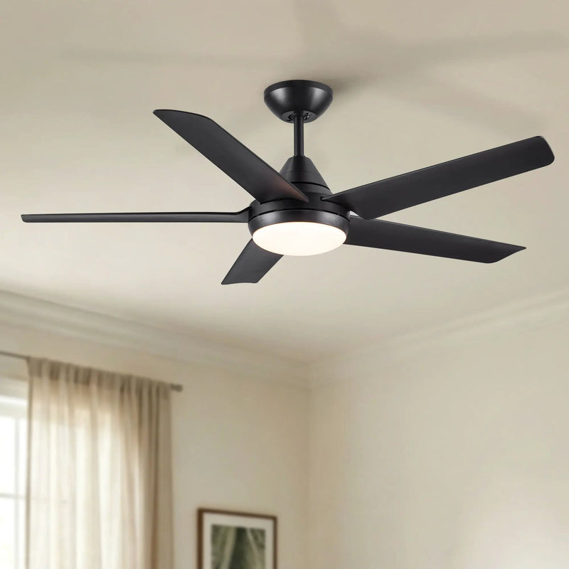 Ceiling Fan With Lights And Remote Control, Reversible DC Motor, 6 Speeds, 3 Cct Dimmable LED, Quiet Timer For Indoor - Black by HouseOfZazla